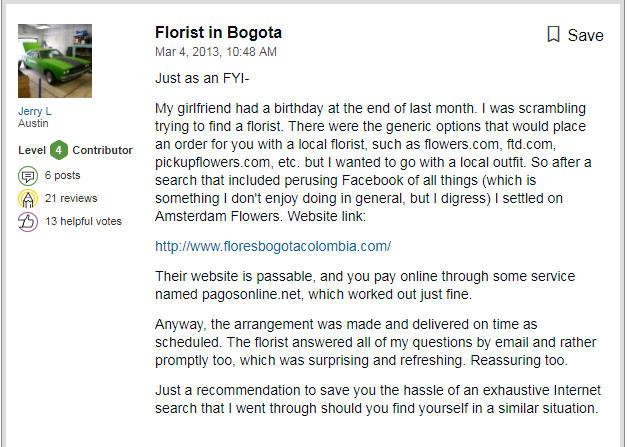 TRipadvisor Flores Colombia